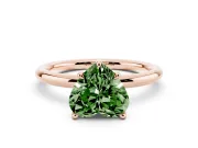 Fancy Green Heart Cut Diamond Solitaire Ring Set in Rose gold with Thin Band and Prong Setting