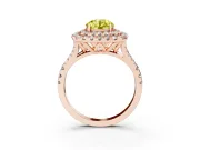 Round Halo Split Shank Engagement Ring Setting for a Fancy Yellow Lab-Grown Diamond | Pavé Strands | Rose Gold