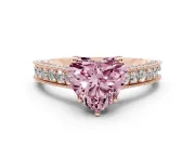 Heart-Shaped Hidden Halo Engagement Ring Setting for a Fancy Pink Lab-Grown Diamond | Milgrain Pave | Rose Gold