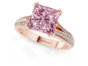 Princess Cut Split Shank Engagement Ring Setting for a Fancy Pink Lab-Grown Diamond | Pave Band | Rose Gold