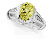 Fancy Yellow Pear Cut Diamond Vintage-Inspired Milgrain Ring Set in Silver with Accent Split Shank