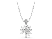 Round Lab-Grown Diamond Daisy Flower Pendant Necklace | Graduated Stone Bail | Sterling Silver