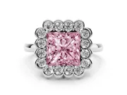 Princess Cut Halo Engagement Ring Setting for a Fancy Pink Lab-Grown Diamond | Sterling Silver - Design NV-24719