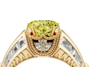 Heart-Shaped Vintage Milgrain Engagement Ring Setting for a Fancy Yellow Lab-Grown Diamond | Hidden Halo | Yellow Gold