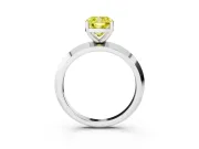 Fancy Yellow Cushion Cut Diamond Solitaire Engagement Ring Set in White gold with Flat Band and Prong Setting