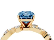 Radiant Cut Twisted Pavé Engagement Ring Setting for a Fancy Blue Lab-Grown Diamond | Bar Stations | Yellow Gold