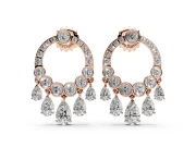 Round and Pear Lab-Grown Diamond Open Circle Dangle Earrings | Graduated Pear Fringe | Rose Gold