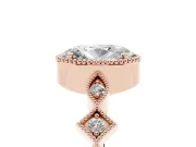 Oval Cut Diamond Milgrain Marquise Twist Band Ring Set in Rose gold with Prong Setting