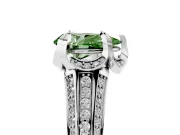 Fancy Green Pear Cut Diamond Pavé Split Shank Solitaire Ring Set in Platinum with Prong Setting