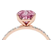 Cushion Cut Pave Engagement Ring Setting for a Fancy Pink Lab-Grown Diamond | Slim Band | Rose Gold