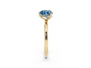 Fancy Blue Heart Cut Diamond Solitaire Engagement Ring Set in Yellow gold with Prong Setting and Polished Band