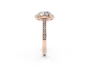 Round Petal Tip Halo Engagement Ring Setting | Single Row Pavé Band | Rose Gold