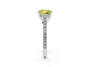 Princess Cut Hidden Halo Engagement Ring Setting for a Fancy Yellow Lab-Grown Diamond | Claw Prongs | Sterling Silver
