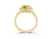 Fancy Yellow Heart Cut Diamond Halo Ring Set in Yellow gold with Round Halo and Smooth Solitaire Band