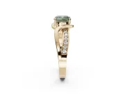 Cushion Cut Bypass Solitaire Engagement Ring Setting for a Fancy Green Lab-Grown Diamond | Pavé Strands | Yellow Gold