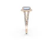Asscher Cut Halo Split Shank Engagement Ring Setting for a Fancy Blue Lab-Grown Diamond | Pavé Shoulders | Rose Gold