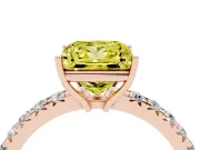 Princess Cut Pave Engagement Ring Setting for a Fancy Yellow Lab-Grown Diamond | Shared Prong Band | Rose Gold