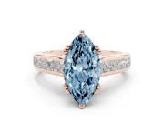 Marquise Channel Set Solitaire Engagement Ring Setting for a Fancy Blue Lab-Grown Diamond | Princess Channel | Rose Gold