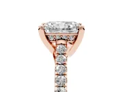 Radiant Cut Hidden Halo Pave Engagement Ring Setting | Claw Prongs | Rose Gold