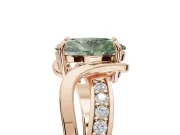 Oval Bypass Solitaire Engagement Ring Setting for a Fancy Green Lab-Grown Diamond | Pavé and Plain Strands | Rose Gold