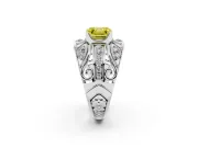 Asscher Cut Art Deco Engagement Ring Setting for a Fancy Yellow Lab-Grown Diamond | Platinum