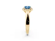 Cushion Cut Halo Engagement Ring Setting for a Fancy Blue Lab-Grown Diamond | Square Profile Band | Yellow Gold