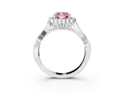 Cushion Cut Leaf Halo Engagement Ring Setting for a Fancy Pink Lab-Grown Diamond | Sterling Silver