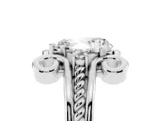 Pear Cut Diamond Twisted Band Solitaire Ring Set in Platinum with Scroll Prongs