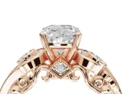 Cushion Cut Vintage Swirl Engagement Ring Setting | Bezel Side Accents | Rose Gold