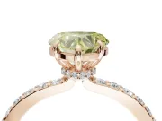 Heart-Shaped Hidden Halo Engagement Ring Setting for a Fancy Yellow Lab-Grown Diamond | Pavé Band | Rose Gold