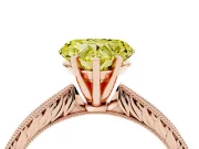 Heart-Shaped Engraved Engagement Ring Setting for a Fancy Yellow Lab-Grown Diamond | Rose Gold