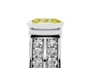 Emerald Cut Half Bezel Engagement Ring Setting for a Fancy Yellow Lab-Grown Diamond | Channel Band | White Gold