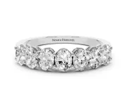 Oval Diamond Eternity Band Set in Platinum with Shared Prongs