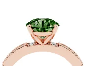 Round Vintage Pavé Engagement Ring Setting for a Fancy Green Lab-Grown Diamond | Rose Gold