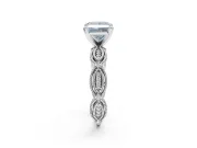 Princess Cut Vintage Milgrain Engagement Ring Setting for a Fancy Blue Lab-Grown Diamond | Graduated Stations | Platinum