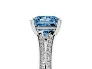 Princess Cut Split Shank Engagement Ring Setting for a Fancy Blue Lab-Grown Diamond | Pave Band | Sterling Silver