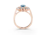 Emerald Cut Floral Double Halo Engagement Ring Setting for a Fancy Blue Lab-Grown Diamond | Plain Band | Rose Gold