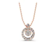 Round Lab-Grown Diamond Offset Cluster Circle Pendant | Pavé Outline | Rose Gold