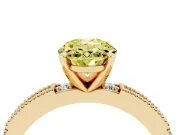 Oval Vintage Pavé Engagement Ring Setting for a Fancy Yellow Lab-Grown Diamond | Yellow Gold