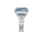 Asscher Cut Tapered Baguette Engagement Ring Setting for a Fancy Blue Lab-Grown Diamond | Platinum