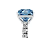 Princess Cut Pave Engagement Ring Setting for a Fancy Blue Lab-Grown Diamond | Shared Prong Band | White Gold