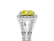 Cushion Cut Split Shank Halo Engagement Ring Setting for a Fancy Yellow Lab-Grown Diamond | Platinum