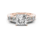 Princess Cut Close Set Five Stone Engagement Ring Setting | Rose Gold