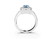 Emerald Cut Milgrain Halo Engagement Ring Setting for a Fancy Blue Lab-Grown Diamond | Pavé Shoulders | Platinum