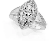 Marquise Halo Engagement Ring Setting | V-Split Pavé Band | White Gold