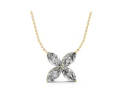 Marquise Lab-Grown Diamond Four-Petal Flower Pendant Necklace | V-Prong Tips | Yellow Gold
