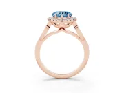 Heart-Shaped Halo Engagement Ring Setting for a Fancy Blue Lab-Grown Diamond | Filigree Shoulders | Rose Gold