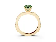 Round Vintage Pavé Engagement Ring Setting for a Fancy Green Lab-Grown Diamond | Yellow Gold