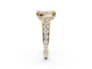 Asscher Cut Halo Side Cluster Engagement Ring Setting | Graduated Channel Band | Yellow Gold
