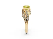 Fancy Yellow Princess Cut Diamond Solitaire Ring Set in Yellow gold with Layered Twist Pavé Band
